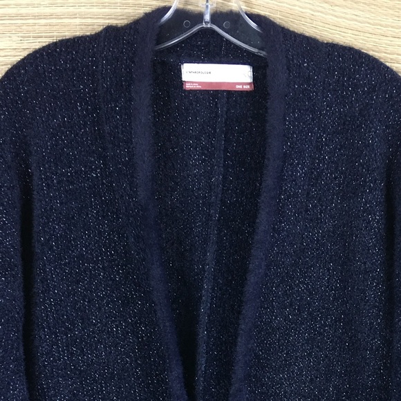 Anthropologie Pilcro Oliver Shine Metallic Cardigan Navy One Size - Picture 4 of 10